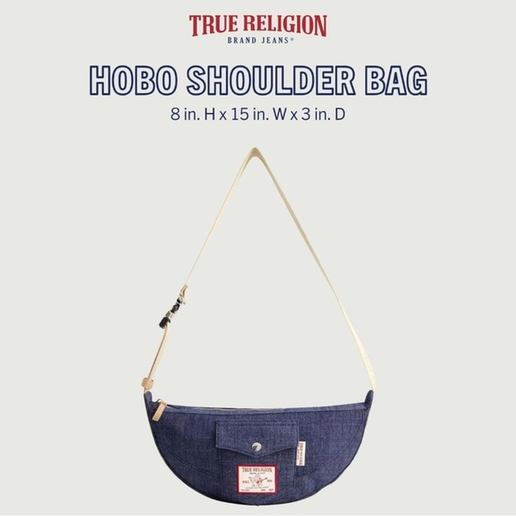 True Religion Hobo Shoulder Bag Denim Medium - Picture 2 of 7